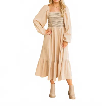 In February Mabry Midi Dress In Natural