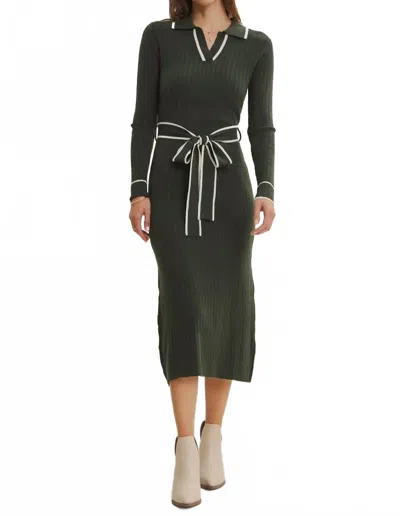 In February Martha Polo Midi Dress In Deep Green In Multi