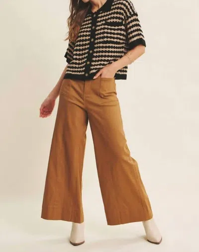 In February Melissa Stretchy Wide Leg Pant In Camel In Brown