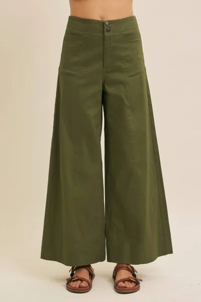 In February Melissa Stretchy Wide Leg Pant In Olive In Green