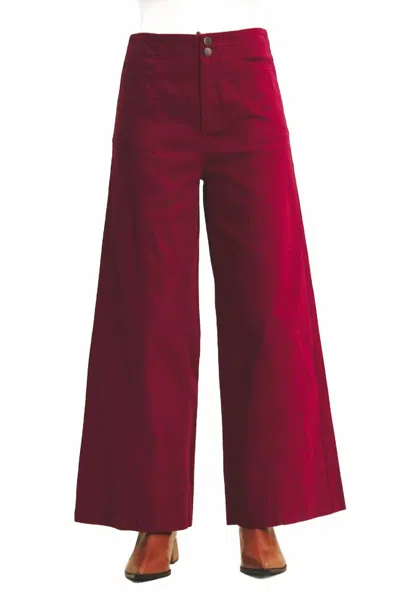 In February Melissa Stretchy Wide Leg Pants In Burgundy In Red