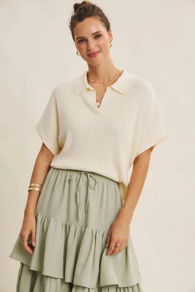 In February Morning Market Slub Rib Dolman Sleve Knit Top In Cream In White
