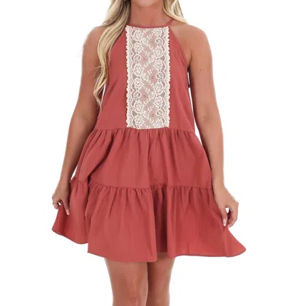 In February Nobody Else Halter Mini Dress In Clay In Brown