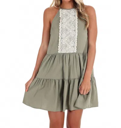 In February Nobody Else Halter Mini Dress In Olive In Green