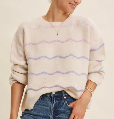 In February Ombre Wave Wool Blend Sweater In Cream In Multi
