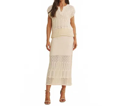 In February Open Knit Pointelle Crochet Sweater In Vanilla In Neutral