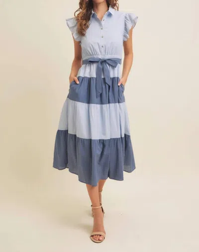 In February Patty Midi Dress In Dark/light Blue In Multi