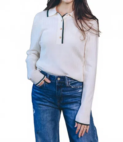 In February Quietly Elegant Sweater Polo In Cream In White