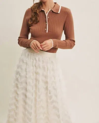 In February Quietly Elegant Sweater Polo In Mocha Mousse In Brown
