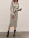 In February Raleigh Ribbed Midi Sweater Dress In Heather Grey