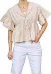 In February Rest For The Weary Short Sleeve Blouse In Ice Peach In Multi