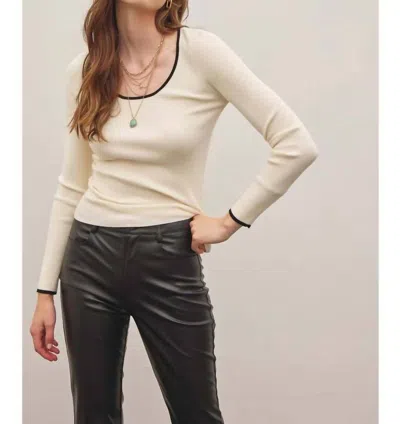 In February Ribbed Romance Scoop Neck Sweater In Cream In Neutral