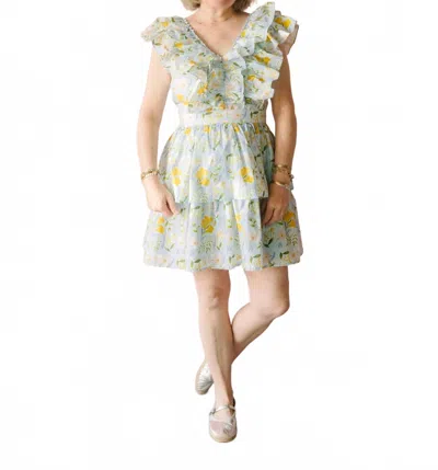 In February Ruffled Mini Dress In Blue