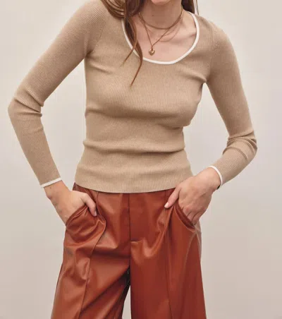 In February Same As Always Scoop Neck Ribbed Sweater In Cappuccino