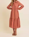 In February Seasons Change Button Down Midi Dress In Rust