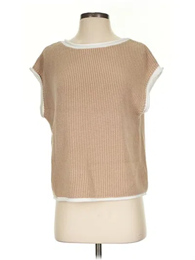 Pre-owned In February Short Sleeve Top Tan Boatneck Tops