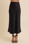 In February Silky Satin Bias Cut Skirt In Black