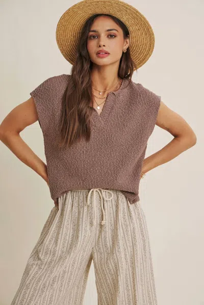 In February Slub Sweater Top In Mocha Mousse In Brown