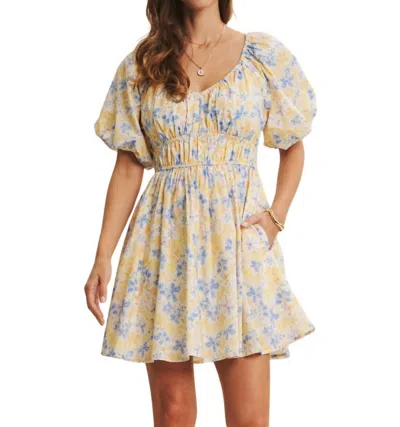In February Spring Air Mini Dress In Blue/yellow In Multi