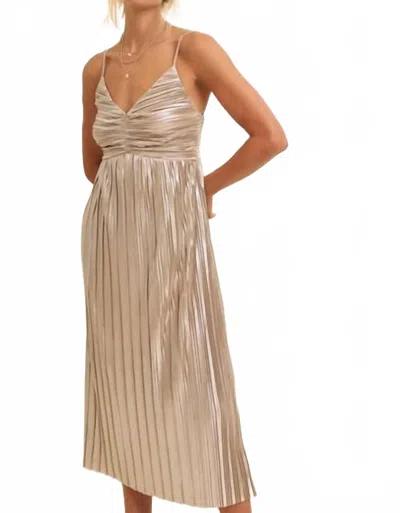 In February Starlight Pleats Midi Dress In Champagne