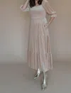 In February Tell Me More Velvet Midi Dress In Tan