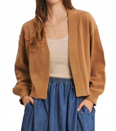 In February Timeless Waffle Cardigan In Camel In Brown