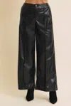 In February Vegan Leather Wide Leg Pants In Black
