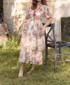 In February Victorian Floral Midi Dress In Multi