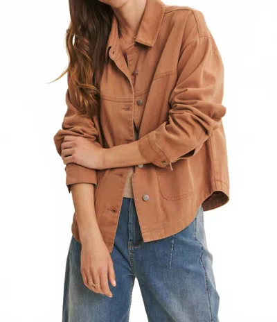 In February Washed Twill Utility Jacket In Vintage Camel In Brown