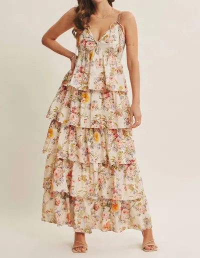 In February Women's Call For Romance Tiered Cotton Maxi Dress In Floral In Multi