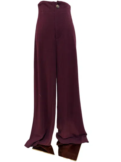 In February Women's Dressier Wide Leg Pants In Burgundy In Brown