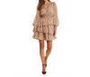 In February Women's Romantic In Every Way Floral Tiered Ruffle Mini Dress In Brown Wine In Multi