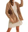 In February Women's Slouchy Button Down Cardigan In Warm Sand In Brown