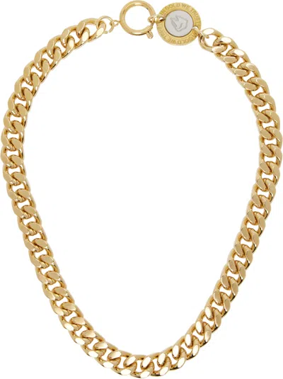 In Gold We Trust Paris Curb Chain Logo Clasp Necklace In Gold