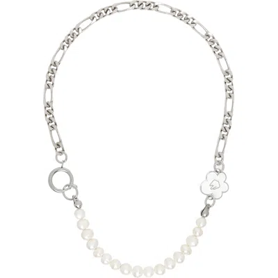 In Gold We Trust Paris Flower & Pearl Necklace In Metallic