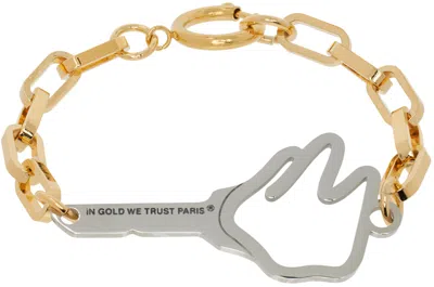 In Gold We Trust Paris Gold & Silver Empty Key Bracelet In Palladium