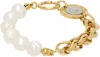 IN GOLD WE TRUST PARIS GOLD PEARL & LOGO CLASP BRACELET