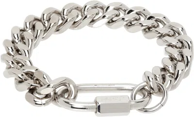 In Gold We Trust Paris Silver Curb Chain Bracelet In Palladium