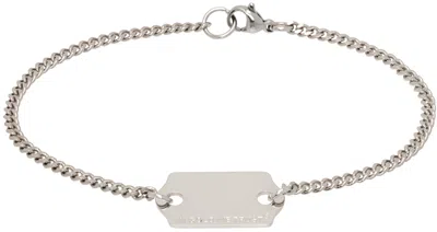 In Gold We Trust Paris Silver Logo Tag Bracelet In Palladium