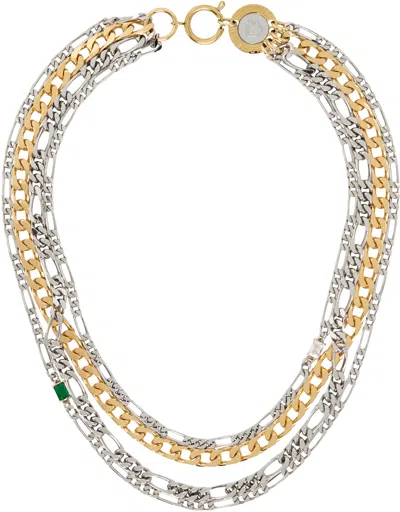 In Gold We Trust Paris Silver Multi Chain Necklace In Gold