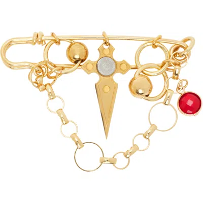 In Gold We Trust Paris Ssense Exclusive Charm Brooch In Gold