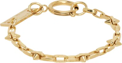 In Gold We Trust Paris Ssense Exclusive Thin Spike Bracelet In Gold