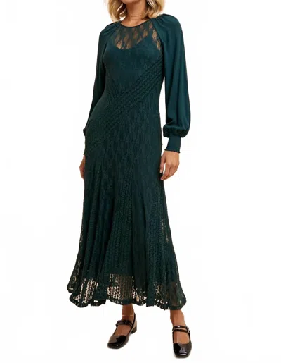 In-loom Antique Vintage Lace Maxi Dress In Evergreen In Green