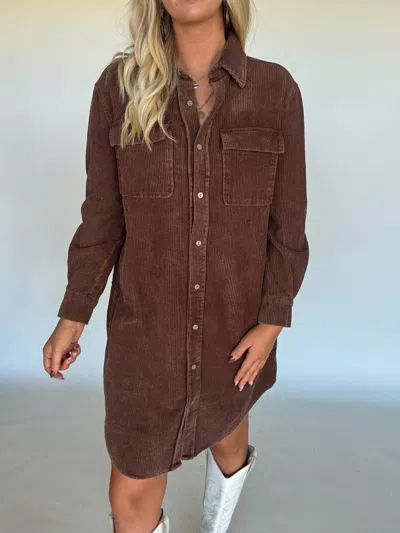 In-loom Corduroy Dress In Brown