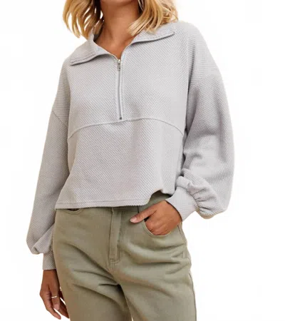 In-loom Cotton Thermal Pullover In Silver In Gray