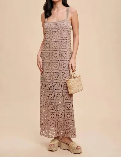 In-loom Crochet Maxi Dress In Tan In Brown