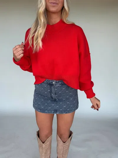 In-loom Cropped Jolly Sweater In Apple Cherry Red In Multi