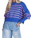 In-loom Cropped Mock Neck Sweater In Blue
