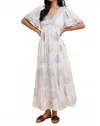 In-loom Embroidered All Over Maxi Dress In White/lavender