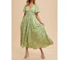In-loom Fern Floral Dress In Sage